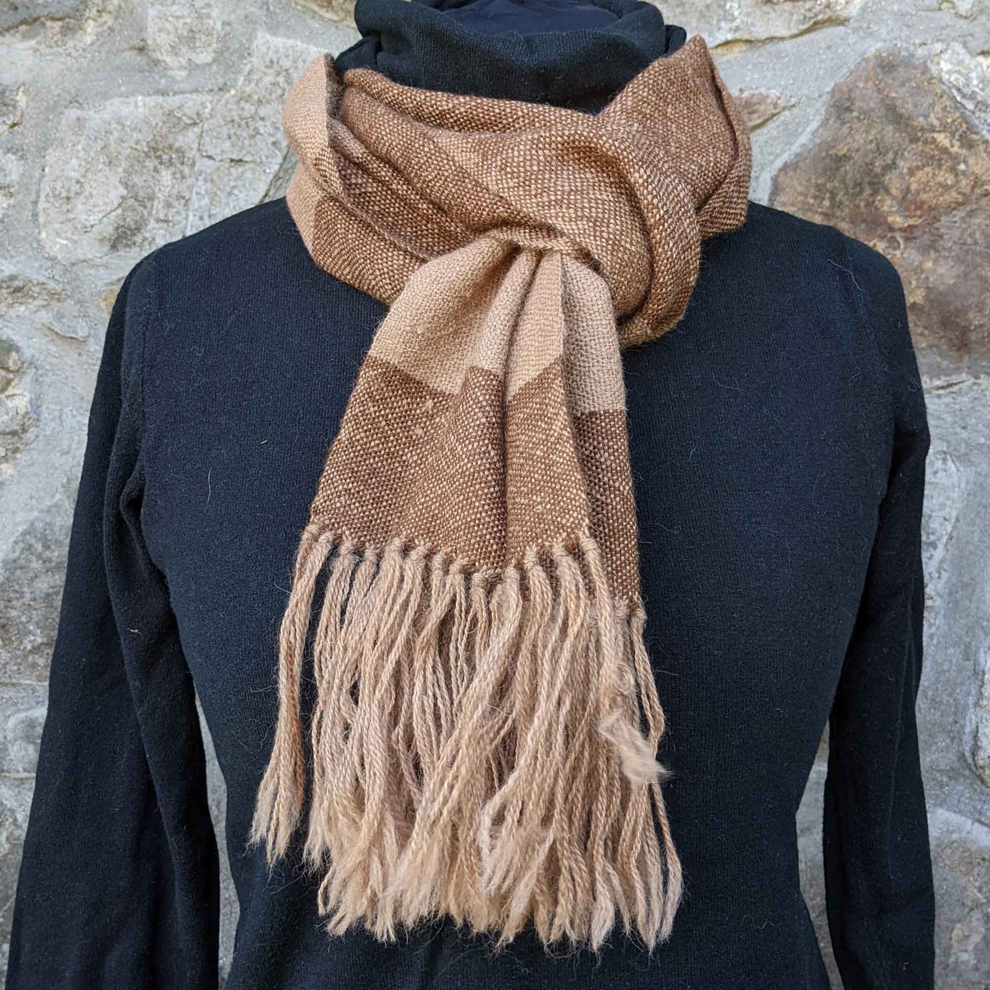 alpaca scarf with wide brown stripes