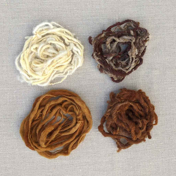 brown white weaving yarn selection