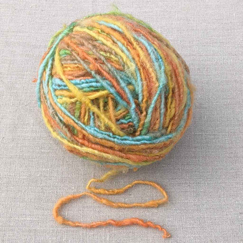 chunky rustic handspun yarn blue orange