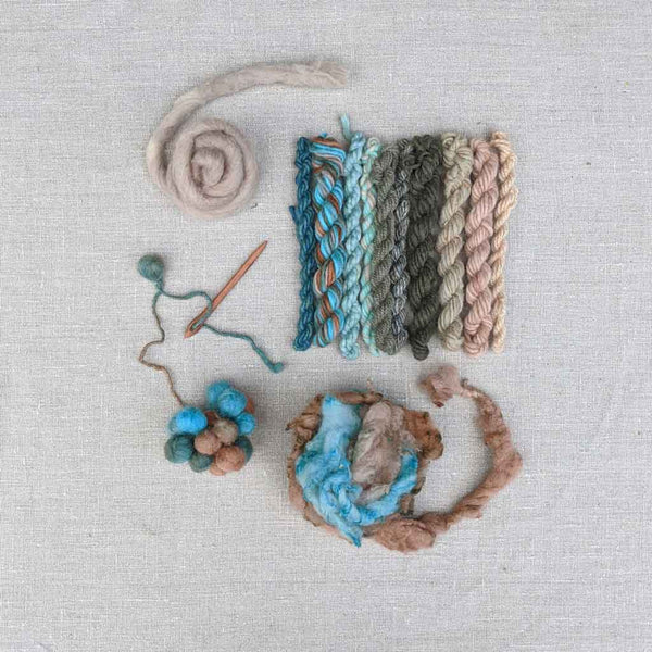 large weaving kit pale blue yarns