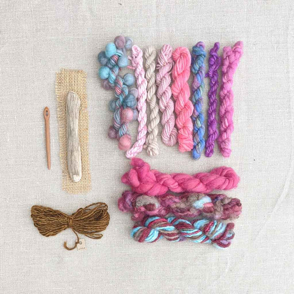 learn to weave kit pink wool