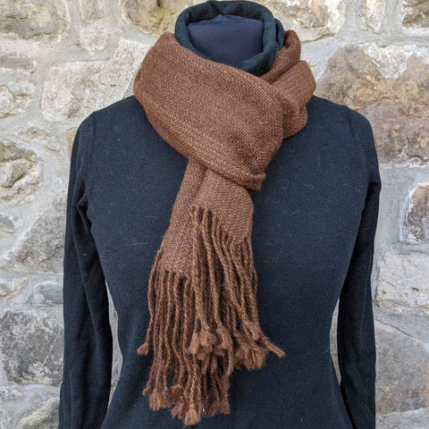 alpaca scarf brown with light brown stripe
