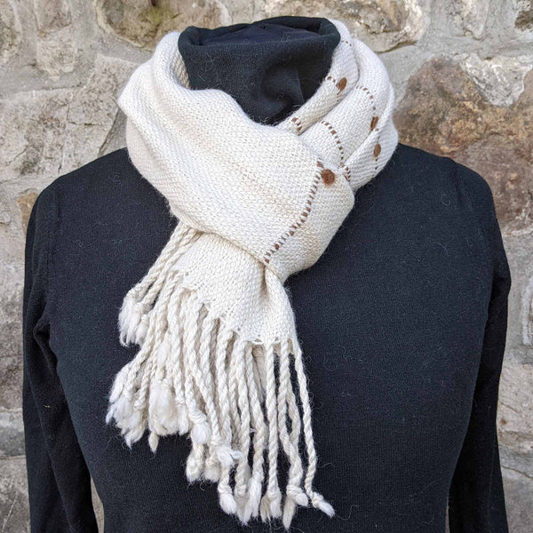 scarf white with brown stripes