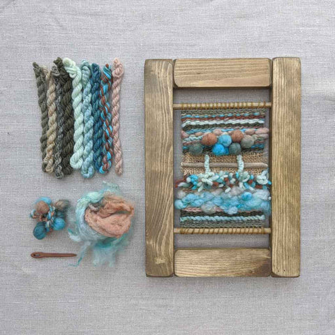 small weaving kit pale blue yarn