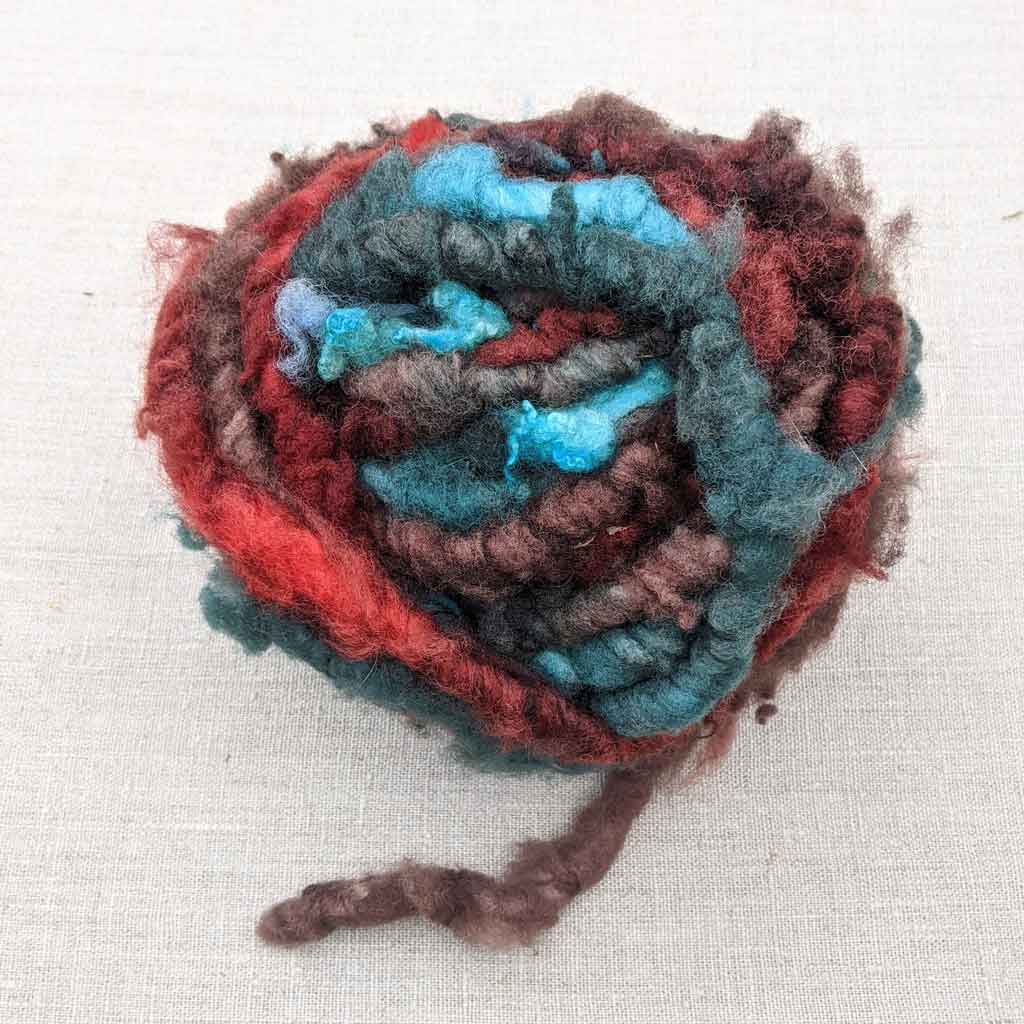 wool for wallhangings turquoise red